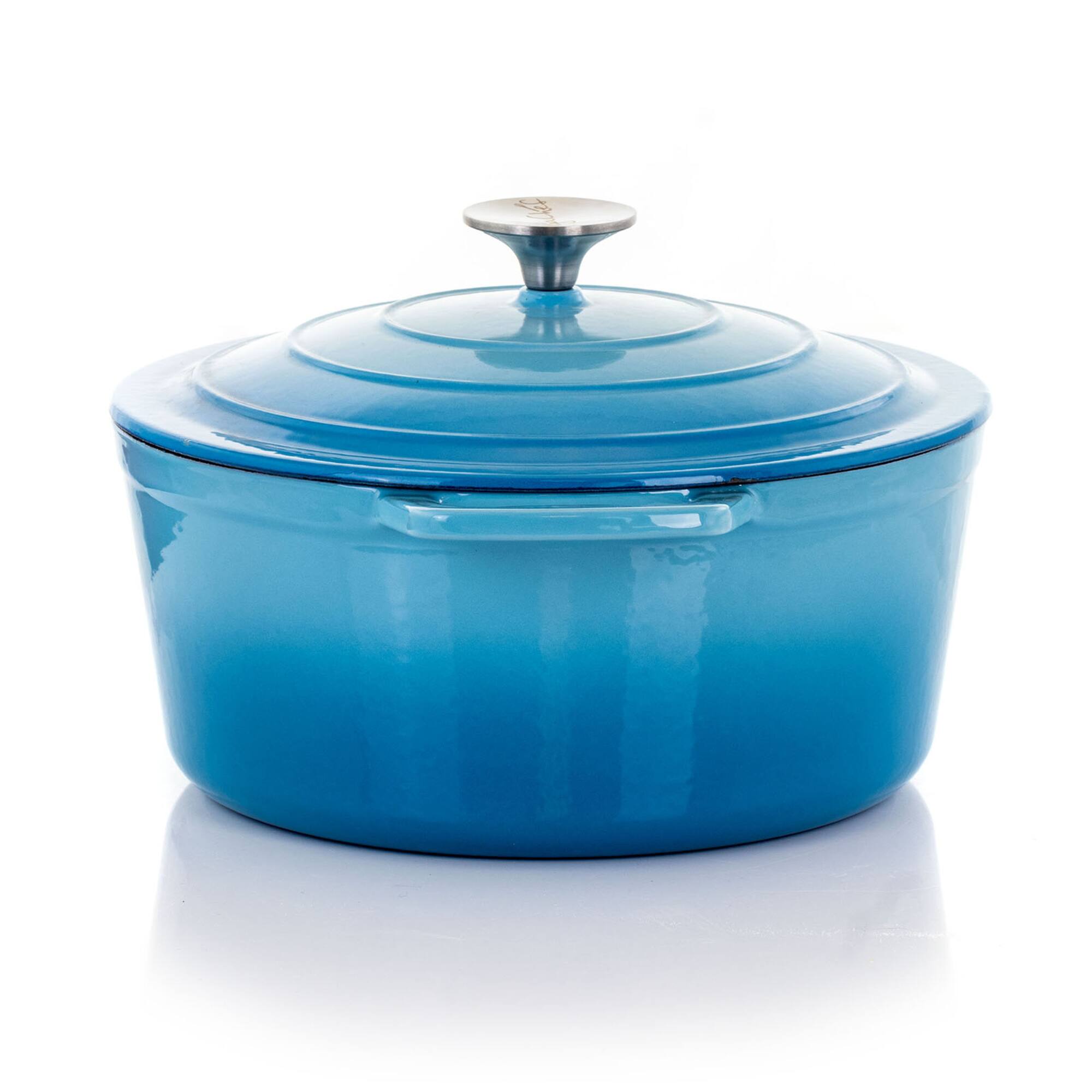 MegaChef Blue Enameled Cast Iron Casserole